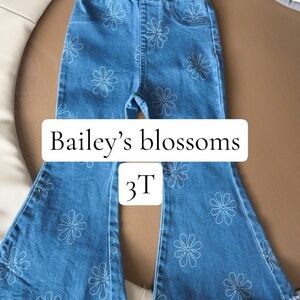 Bailey's Blossoms Blue Floral Bell-Bottom Jeans - Kids 3T